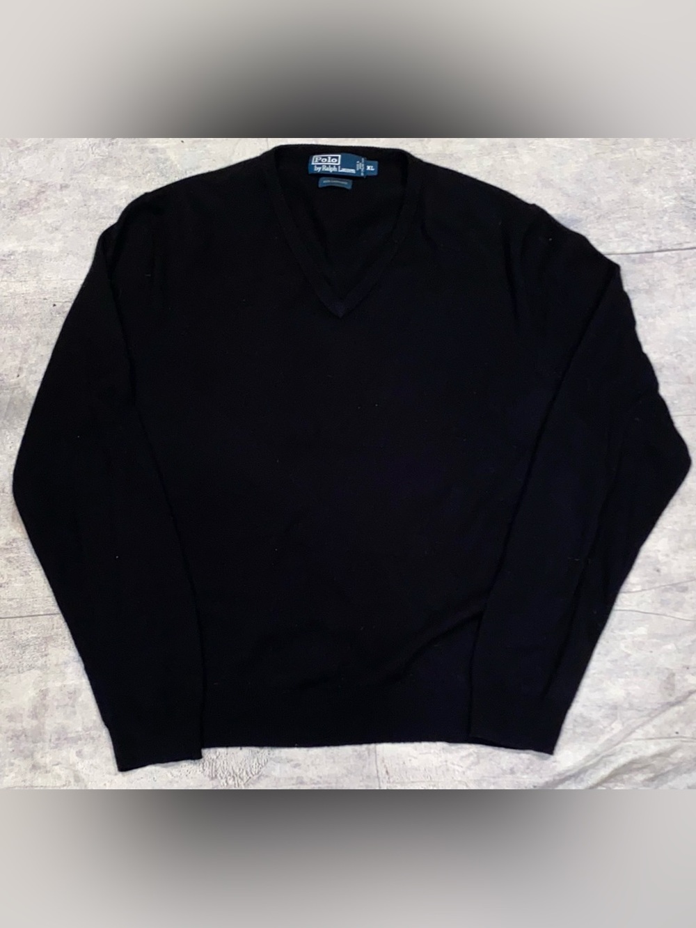 Vintage Polo Ralph Lauren 100% Cashmere Vneck Sweater Jumper Long Sleeve XL Mens